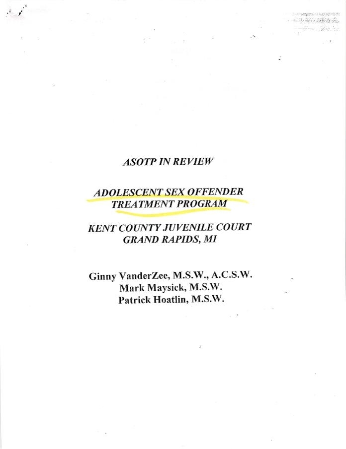 Adolescent Sex Offender Treatment Program